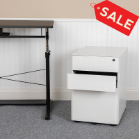 Flash Furniture HZ-CHPL-01-W-GG Modern 3-Drawer Mobile Locking Filing Cabinet with Anti-Tilt Mechanism and Hanging Drawer for Legal & Letter Files, White